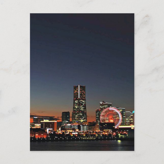 Yokohama Skyline at Night Postcard (Front)