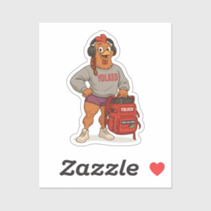 Yolked Gym Hen – Funny Chicken Fitness Workout Sticker