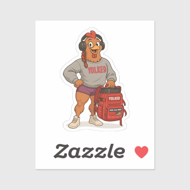 Yolked Gym Hen – Funny Chicken Fitness Workout Sticker (Sheet)
