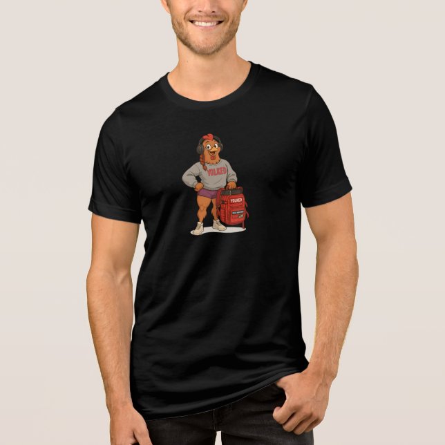 Yolked Gym Hen – Funny Chicken Fitness Workout Tri-Blend Shirt (Front)
