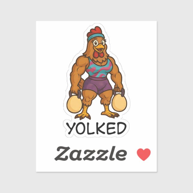 Yolked Hen – Funny Strong Chicken Kettlebell Gym Sticker (Sheet)