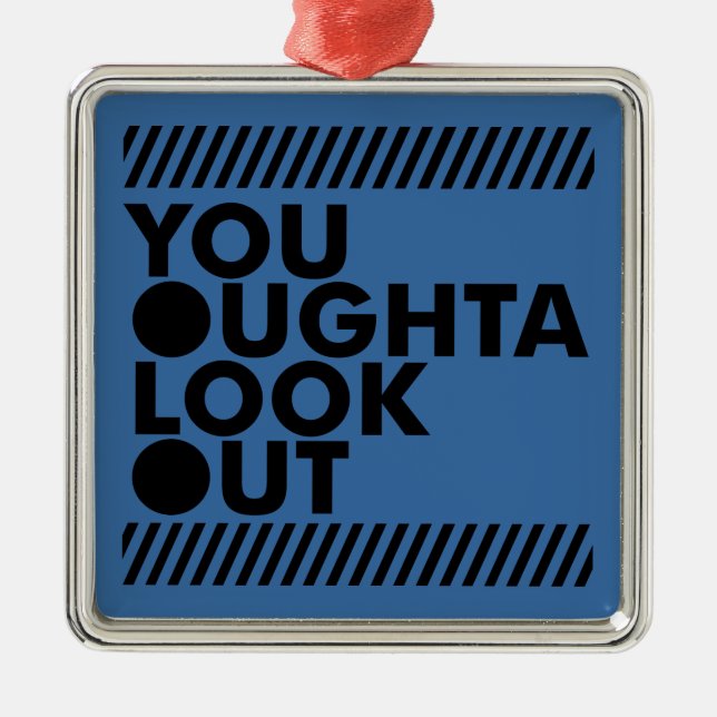 YOLO w/ Caution Metal Ornament (Front)