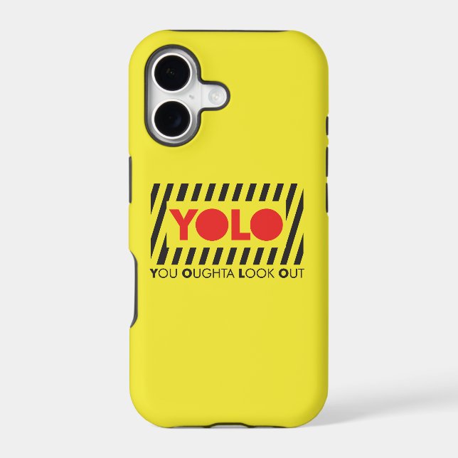 YOLO w/ Red Caution Iphone Case (Back)
