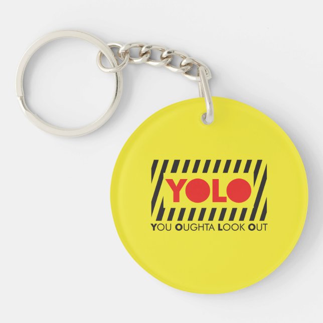 YOLO w/ Red Caution Keychain (Front)