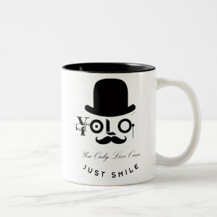YOLO : You Only Live Once - Just Smile! Two-Tone Coffee Mug