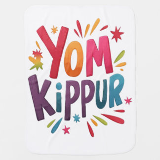 Yom Kippur 2025 Shirt - Colorful Typography Jewish Baby Blanket