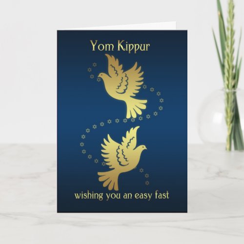 Yom Kippur  Gold Effect Doves Card