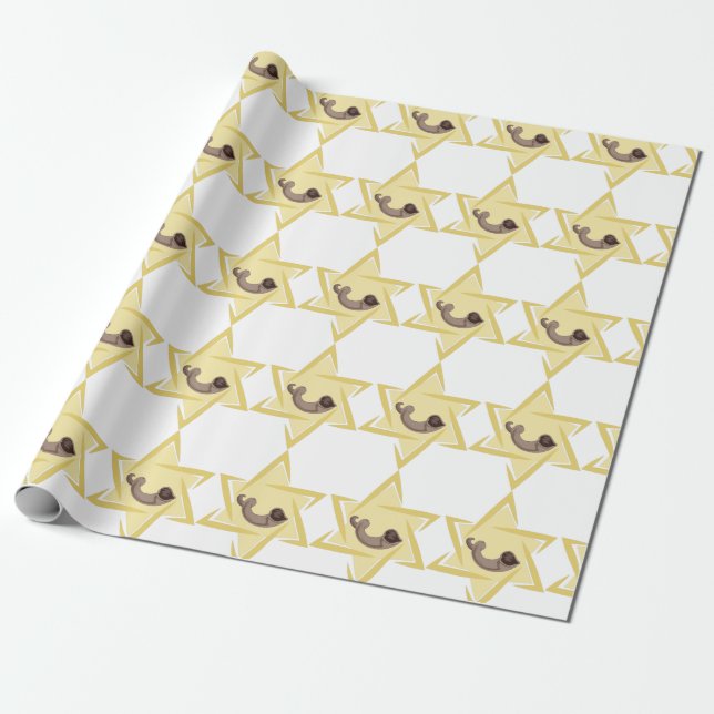 Yom Kippur Horn Wrapping Paper (Unrolled)