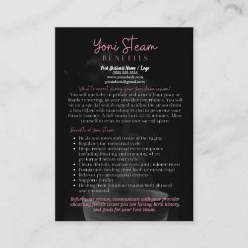 Yoni Steam Benefits Infocard Business Card