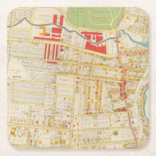 Yonkers Atlas Map 2 Square Paper Coaster (Front)