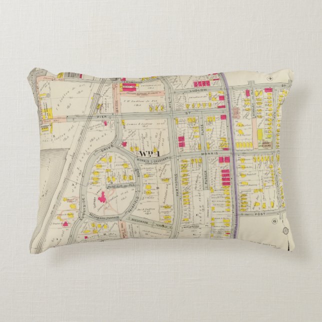 Yonkers Map Atlas Decorative Pillow (Front)
