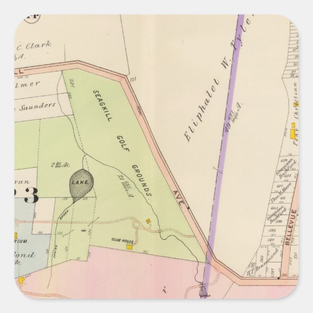 Yonkers New York Atlas Map Square Sticker (Front)