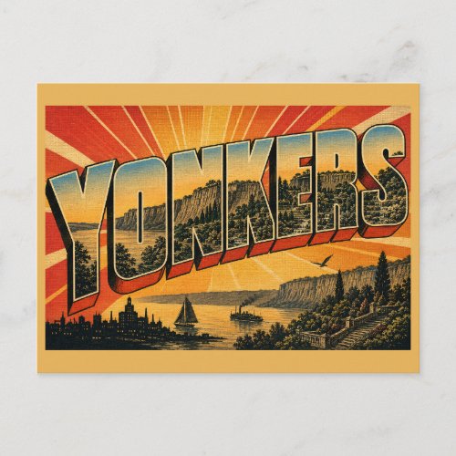 Yonkers New York Hudson River Palisades Art Postcard