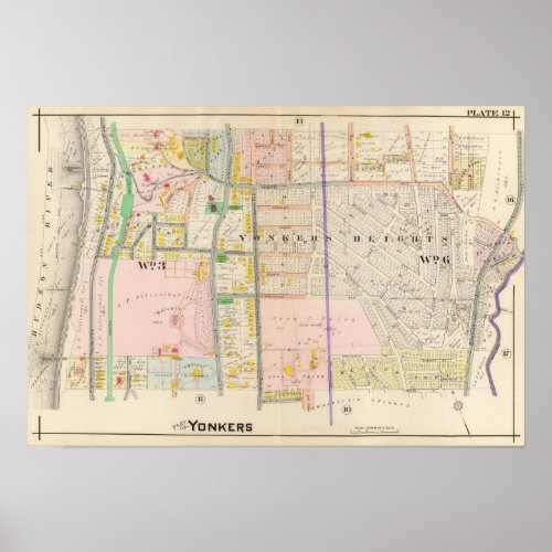 Yonkers NY Map Atlas Poster
