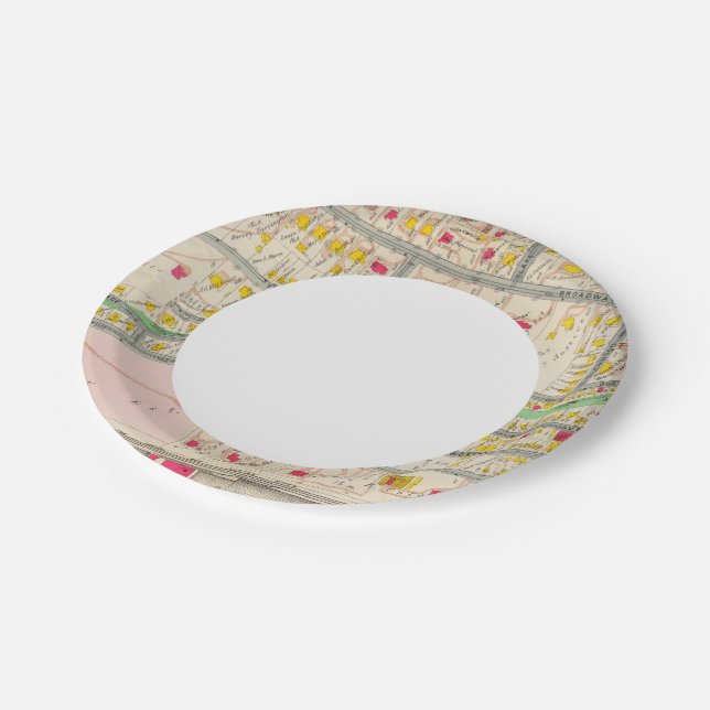 Yonkers NY Map Paper Plates (Angled)