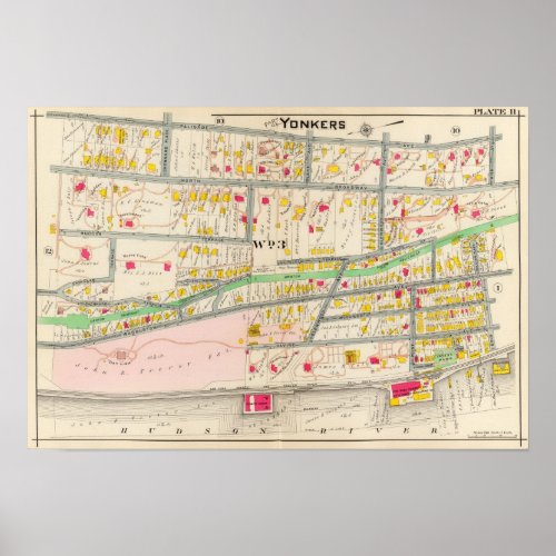 Yonkers NY Map Poster