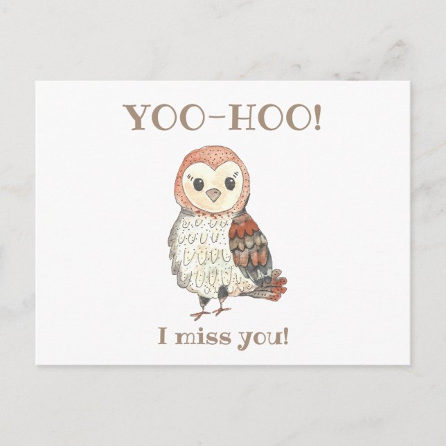 Yoo-hoo Barn Owl I Miss You School Teacher Postcard (Front)