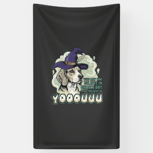 Yooouuu Ghosts Beagle Dog Purple Witch Hat Hallowe Banner