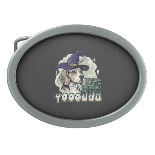 Yooouuu Ghosts Beagle Dog Purple Witch Hat Hallowe Belt Buckle