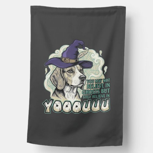 Yooouuu Ghosts Beagle Dog Purple Witch Hat Hallowe House Flag