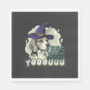 Yooouuu Ghosts Beagle Dog Purple Witch Hat Hallowe Napkins