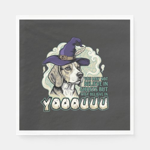 Yooouuu Ghosts Beagle Dog Purple Witch Hat Hallowe Napkins