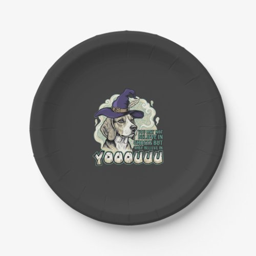Yooouuu Ghosts Beagle Dog Purple Witch Hat Hallowe Paper Plates