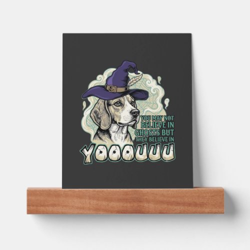 Yooouuu Ghosts Beagle Dog Purple Witch Hat Hallowe Picture Ledge