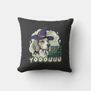 Yooouuu Ghosts Beagle Dog Purple Witch Hat Hallowe Throw Pillow