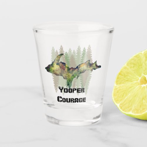 Yooper Courage UP Camo Watercolor Shot Glass