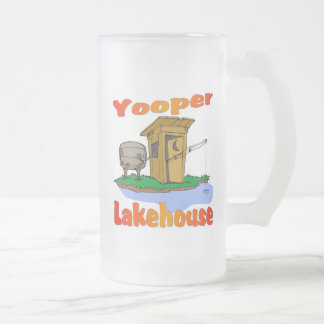 Yooper Lakehouse (Customize it) Frosted Glass Beer Mug