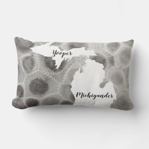 Yooper Michigander Petoskey Stone Pattern Lumbar Pillow