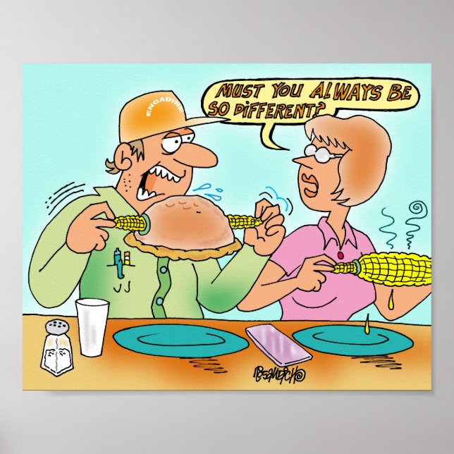 Yooper Pasty Eater Using Sweet Corn Holders Poster (Front)