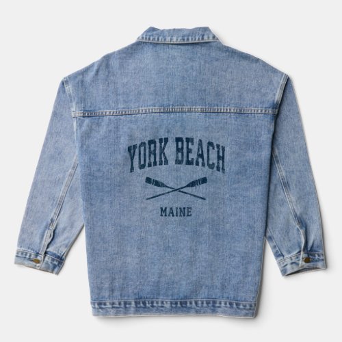 York Beach Maine Vintage Nautical Paddles Sports O Denim Jacket