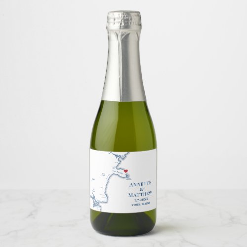 York Beach Maine Wedding Mini Bottle Sparkling Wine Label