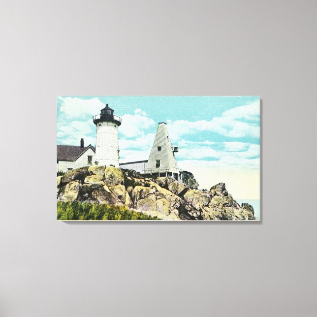 York Beach View of the Nubble Lighthouse Canvas Print (Front)