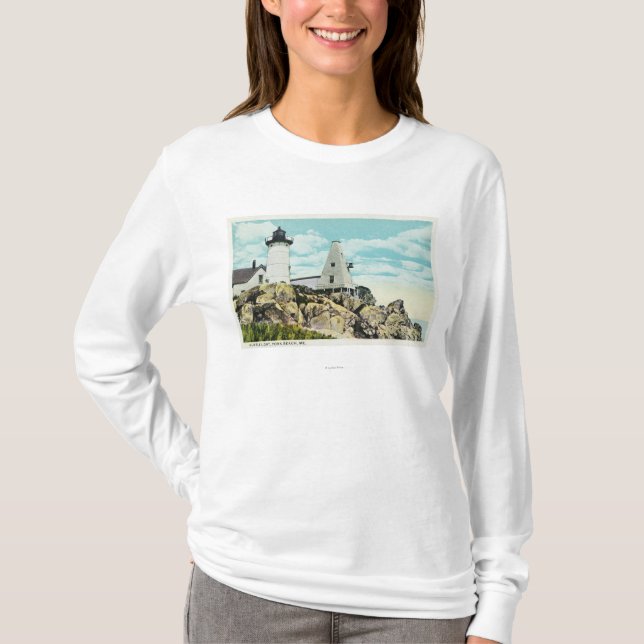 York Beach View of the Nubble Lighthouse T-Shirt (Front)