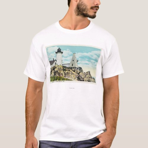 York Beach View of the Nubble Lighthouse T_Shirt