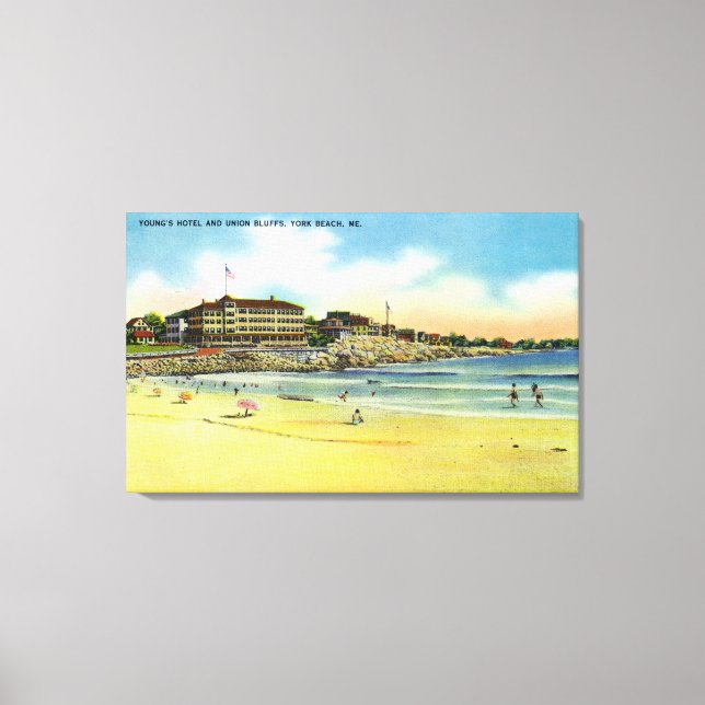 York Beach View of Young's Hotel and Union Canvas Print (Front)