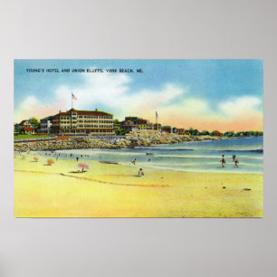 York Beach View of Young's Hotel and Union Poster