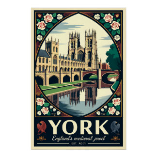 York England Retro Travel Poster Art