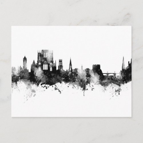 York England Skyline Black White Postcard