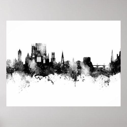York England Skyline Black White Poster