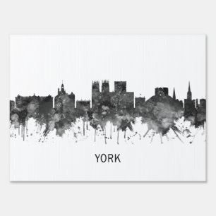 York England Skyline BW Sign