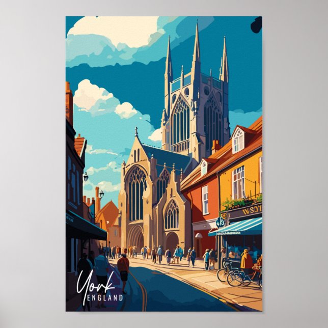 York England vintage travel illustration Poster (Front)
