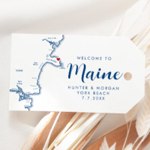 York Maine Map Minimal Modern Navy Wedding Welcome Gift Tags