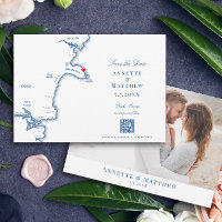 York Maine Map Navy Destination Wedding
