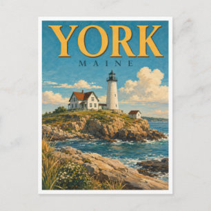 York Maine Nubble Light GeoSaga Postcard