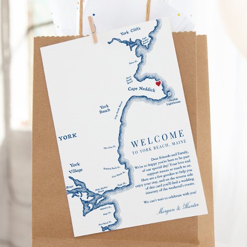 York Maine Wedding Welcome Itinerary Thank You Card