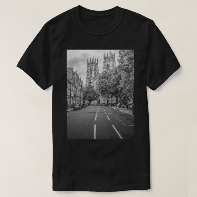 York Minster Cathedral Black And White T-Shirt (Design Front)